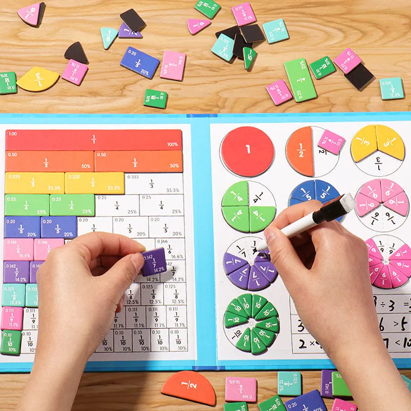 Montessori Magnetic Book Fraction Puzzle for Children - Sensory Kids