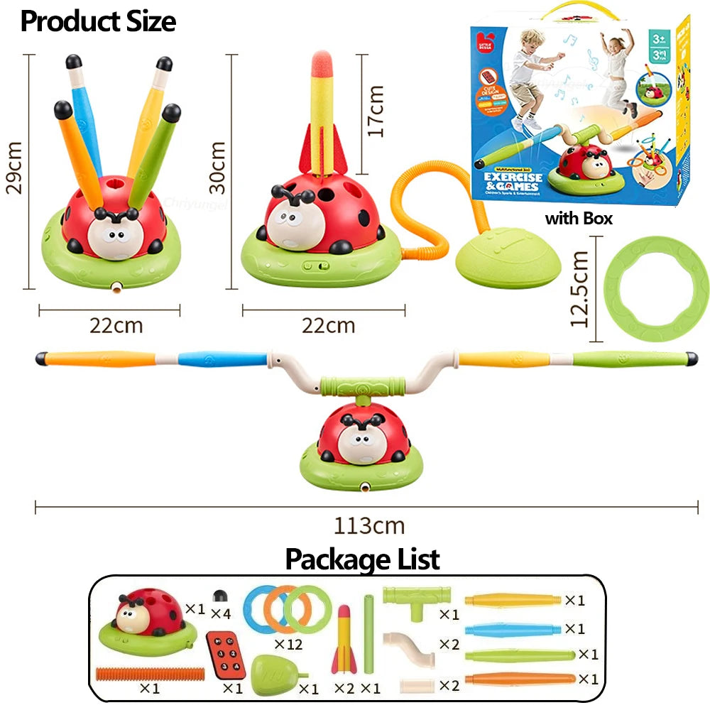Musical Jump - Toss Ring Game & Rocket Launcher Outdoor Educational for Kids
