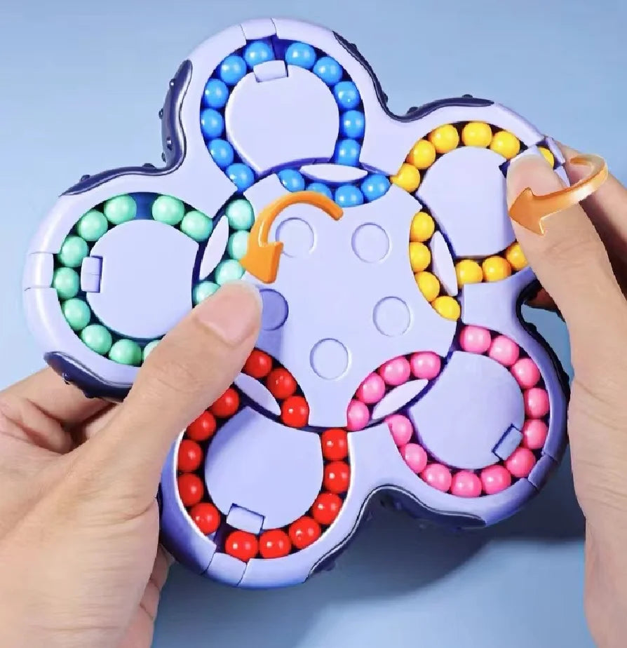 Magic cube children puzzle double-sided ball six-sided rotation mutual magic bean decompression intelligence finger top flip - Sensory Kids