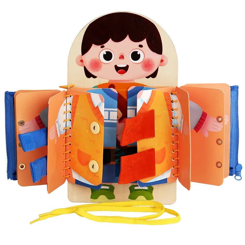 Montessori Wooden Practice Dressing Busy Board Toys For Kids - Sensory Kids