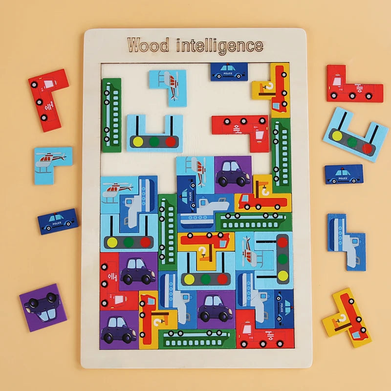 Wooden Tangram Math Game for Problem Solving - Sensory Kids