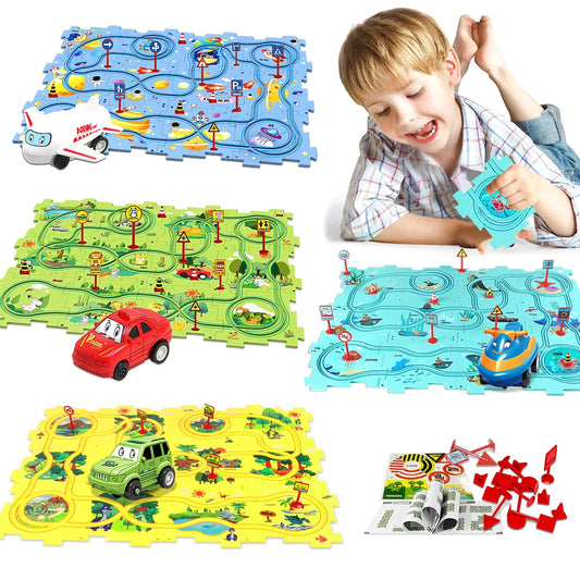 Sensory PuzzleRacer Mini Railroad Cars Educational Toys - Sensory Kids