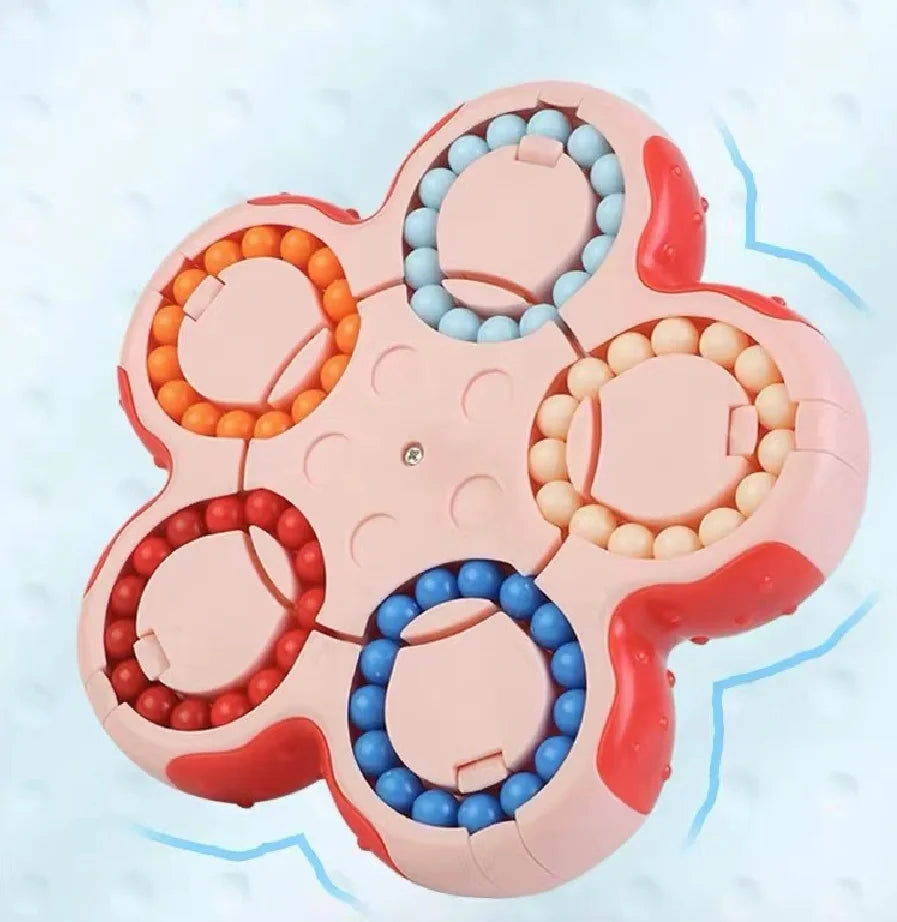 Magic cube children puzzle double-sided ball six-sided rotation mutual magic bean decompression intelligence finger top flip - Sensory Kids