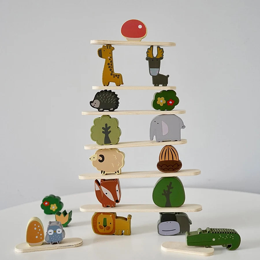Montessori houten dierenstapelpuzzel met balans – ontwikkel je hersenen terwijl je plezier hebt