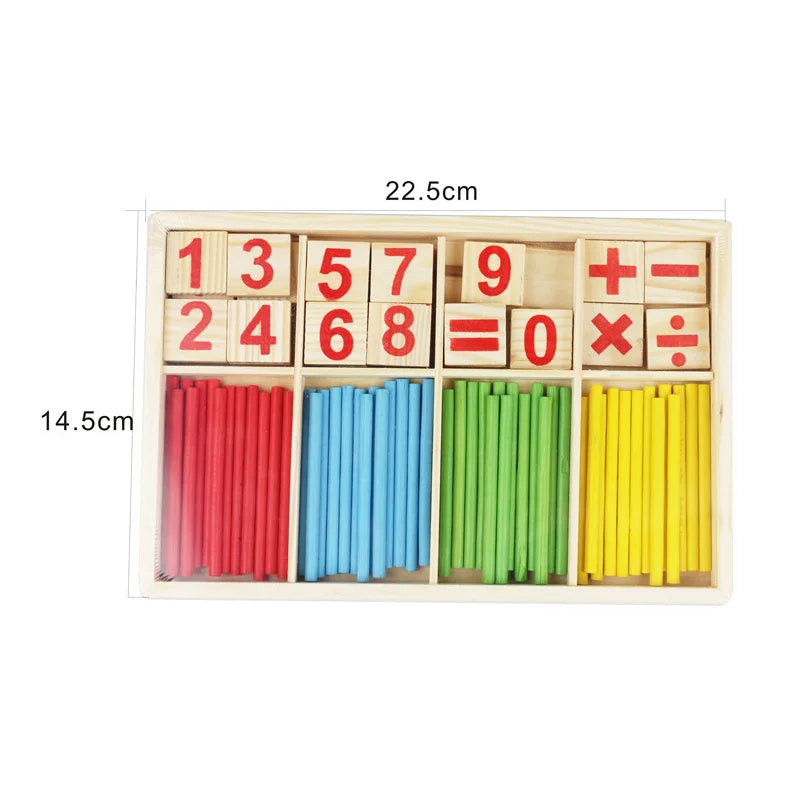 Montessori Education Wooden Counting Sticks Box