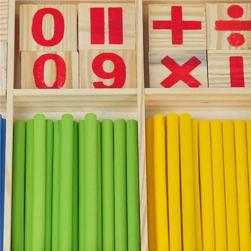 Montessori Education Wooden Counting Sticks Box