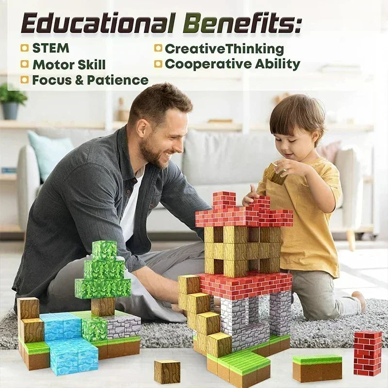 Magnetic Cube Building Blocks – Creative DIY Construction Toys with Storage Gift Box for Kids Learning & Imaginative Play