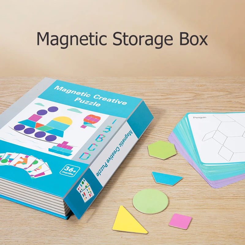 Wooden Tangram Geometric Magnetic Puzzle For Kids - Sensory Kids