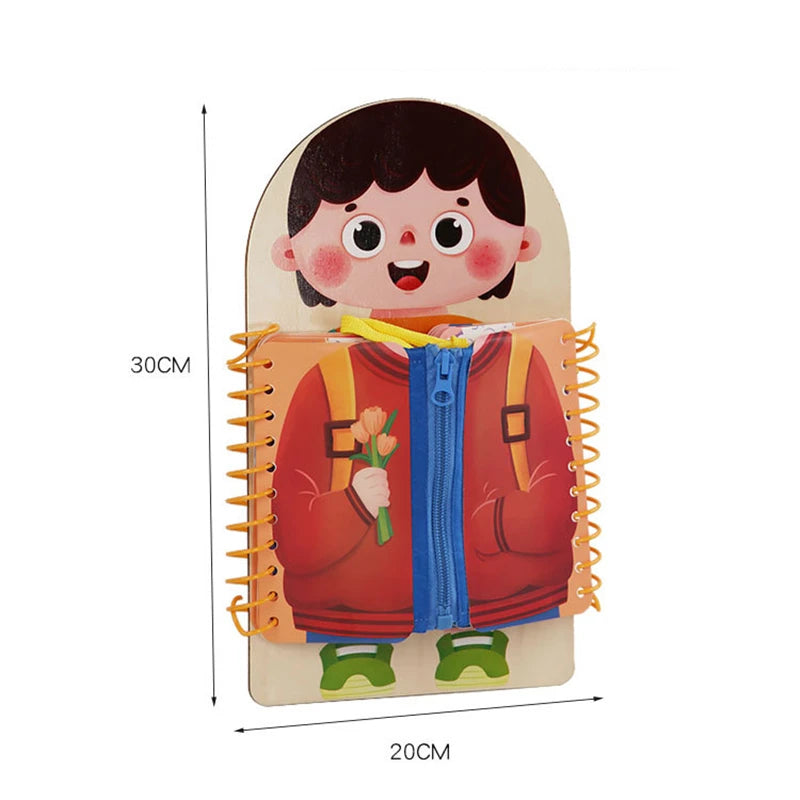 Montessori Wooden Practice Dressing Busy Board Toys For Kids - Sensory Kids