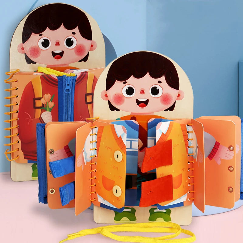 Montessori Wooden Practice Dressing Busy Board Toys For Kids - Sensory Kids