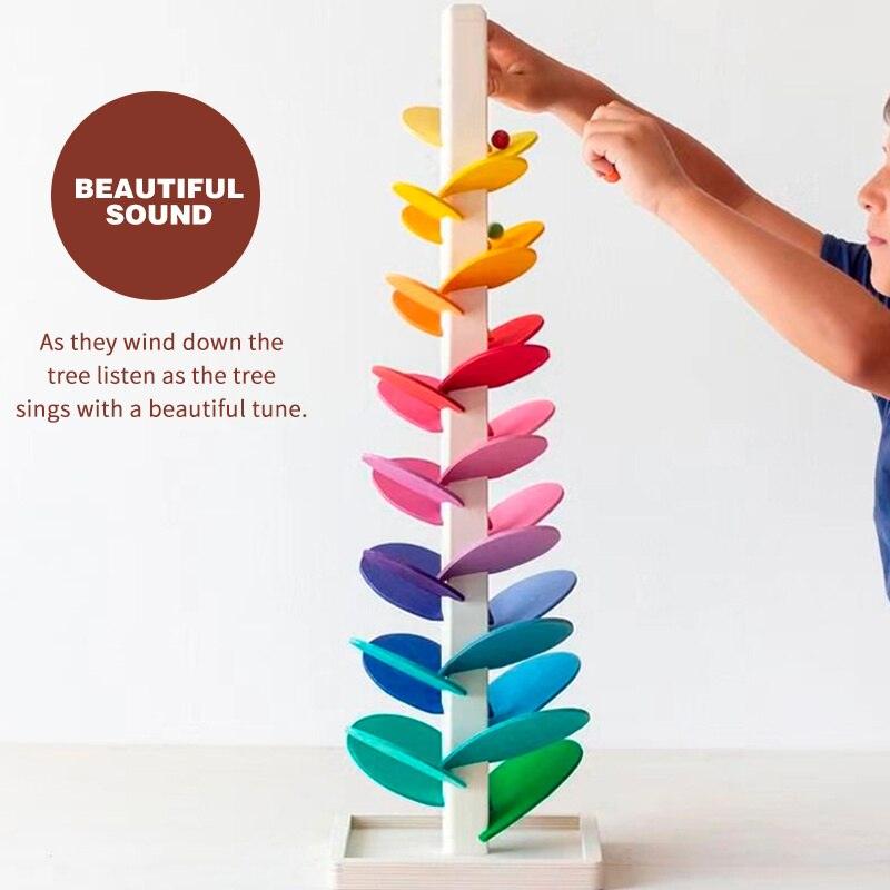 Rainbow Singing Tree | Wooden Marble Run - Sensory Kids