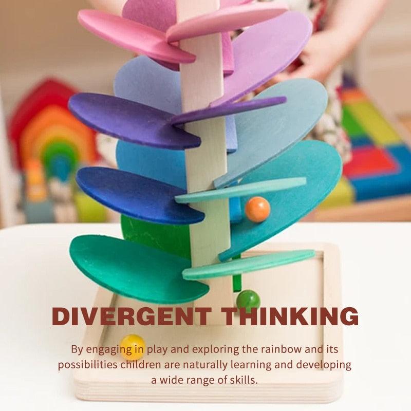 Rainbow Singing Tree | Wooden Marble Run - Sensory Kids