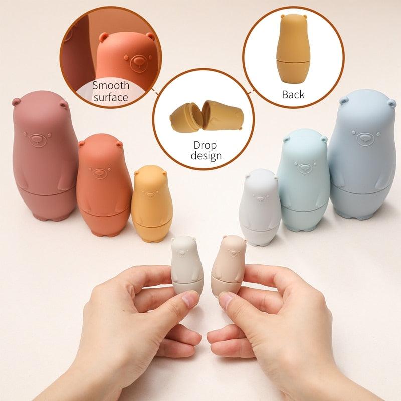 Silicone Bear Family Nesting Dolls for Hand-Eye Coordination - Sensory Kids