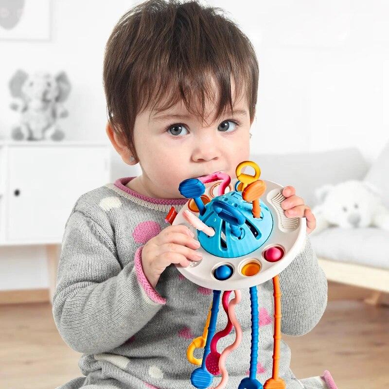 Montessori Pull Sensory UFO Teething Silicone Toy - Sensory Kids