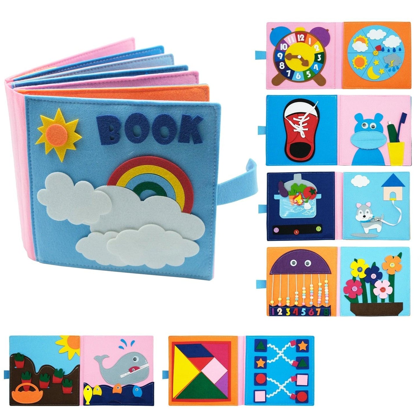 Felt Montessori Busy Book - Sensory Kids