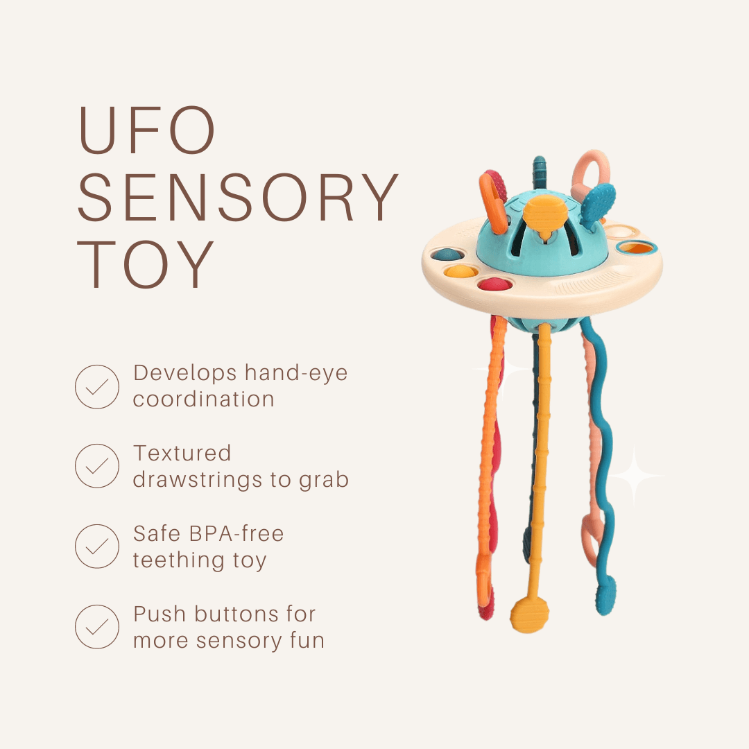 Montessori Pull Sensory UFO Teething Silicone Toy - Sensory Kids