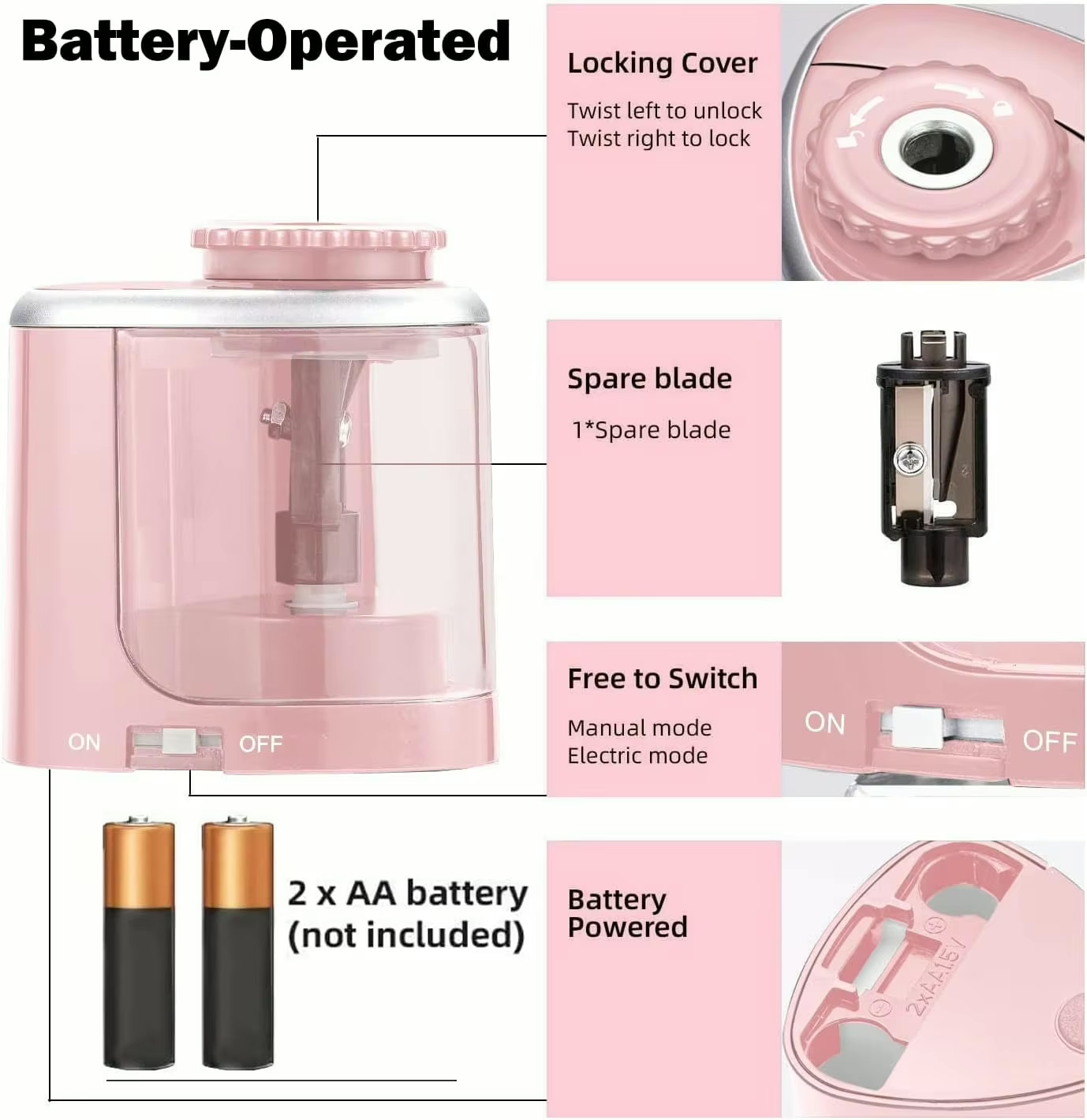 Portable Electric Pencil Sharpener with Battery
