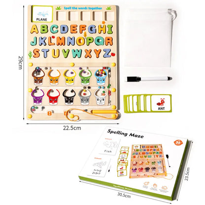 Montessori Wooden Magnetic Travel-Friendly Maze for Kids – Color Matching Board for Fine Motor Skills & Early Learning