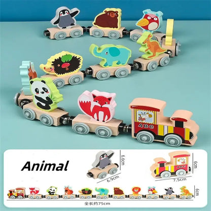 Montessori Toys Wooden Magnetic Train for Kids