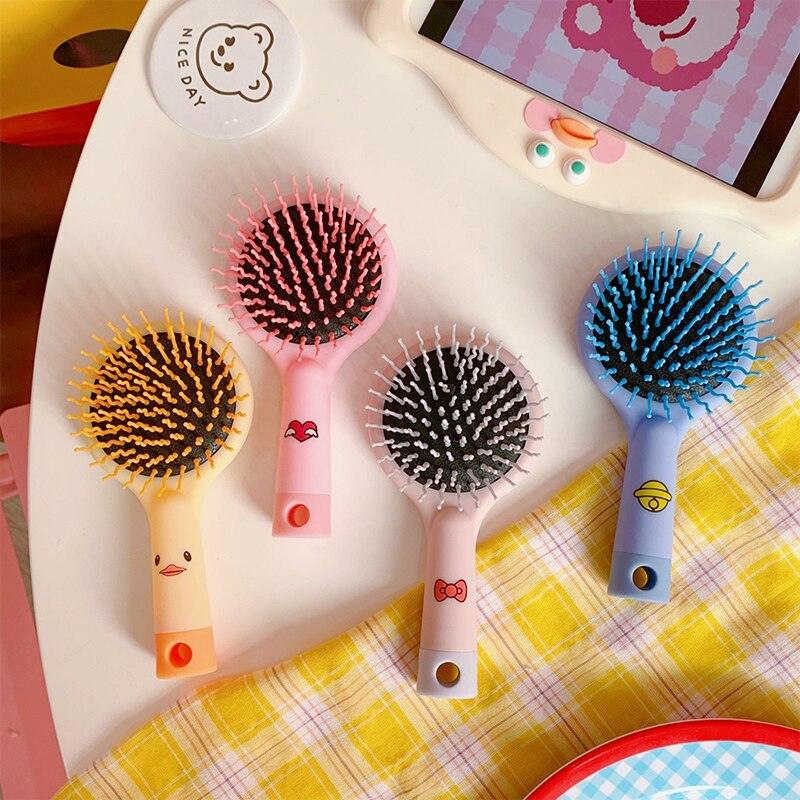 Mirror Children Hairdressing Comb Air Cushion Massage Comb Cute Cartoon Anti-knot Rainbow Massage Hair Comb With For Baby Kids, Sensory Kids