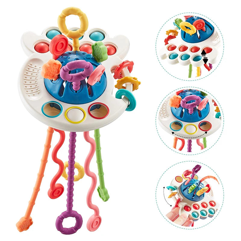 Montessori Pull Sensory UFO Teething Silicone Toy