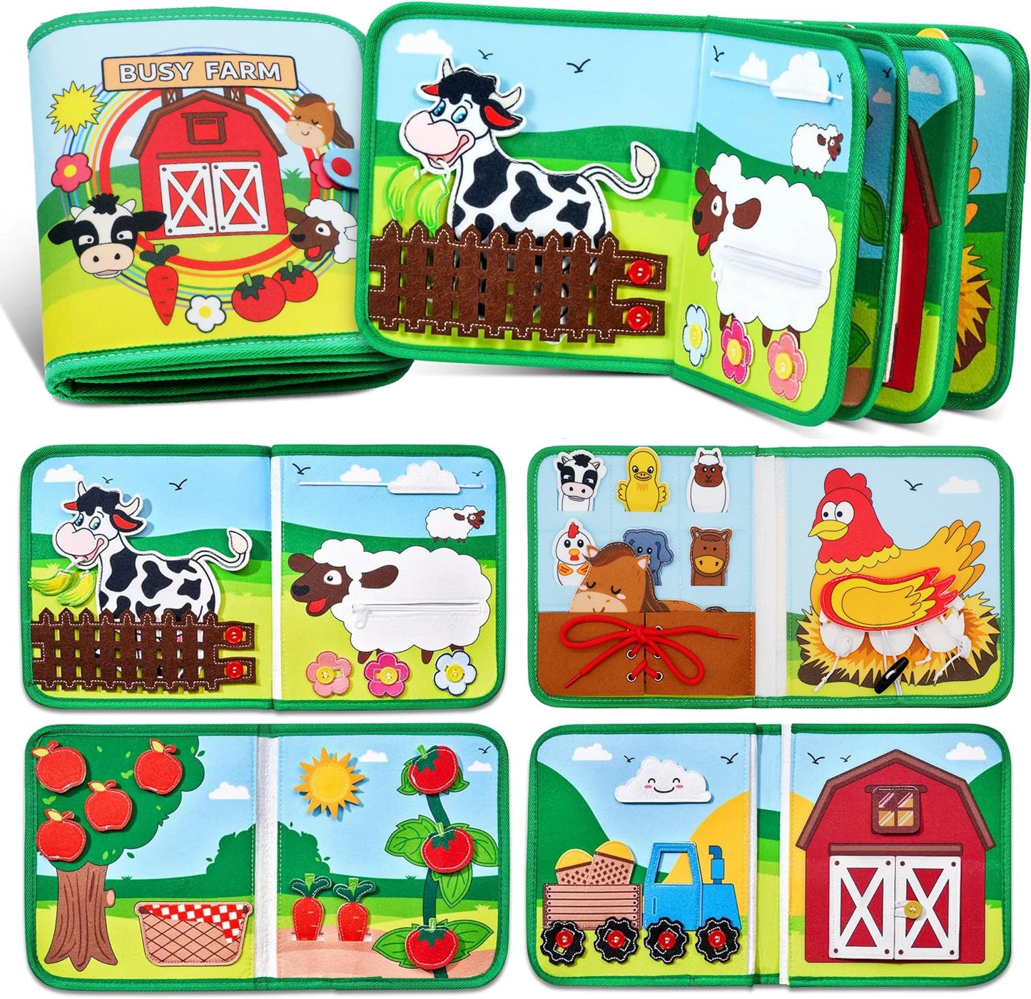 Felt Montessori Activity Book for Kids – Practical Life Skills, Safe & Durable On-the-Go Learning Toy