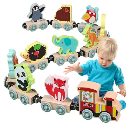 Montessori Toys Wooden Magnetic Train for Kids