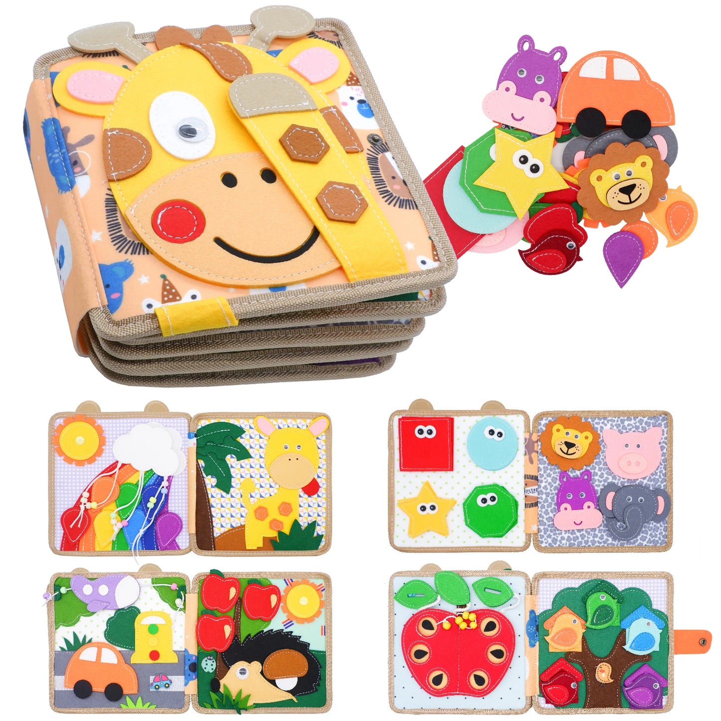 Felt Montessori Activity Book for Kids – Practical Life Skills, Safe & Durable On-the-Go Learning Toy
