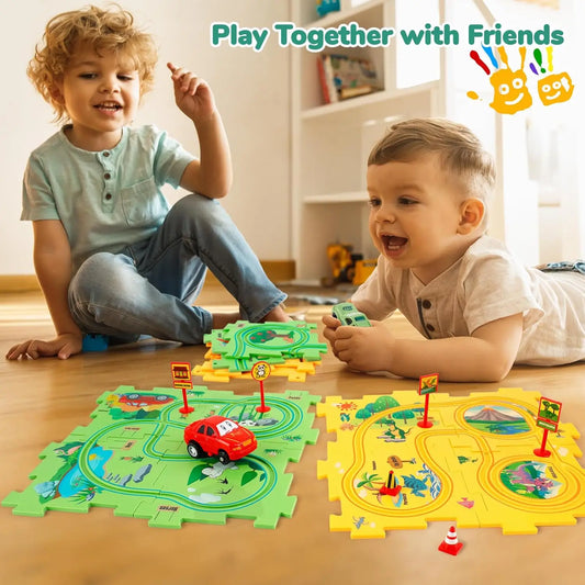 Montessori Puzzle Car Track Brain Development Toy for Kids - Car Track, Brain Game & Floor Puzzle