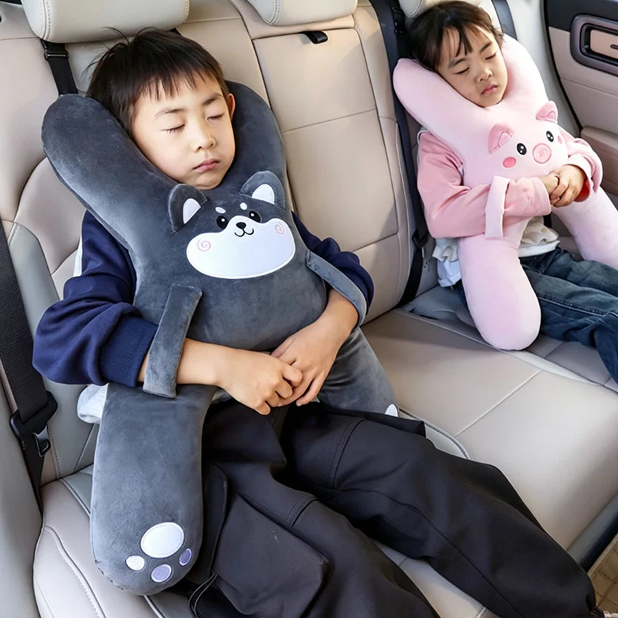 Kids Car Neck Pillow – Seat Belt Support Pillow for Comfortable Sleeping During Long Trips