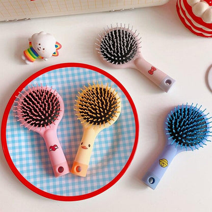 Mirror Children Hairdressing Comb Air Cushion Massage Comb Cute Cartoon Anti-knot Rainbow Massage Hair Comb With For Baby Kids, Sensory Kids