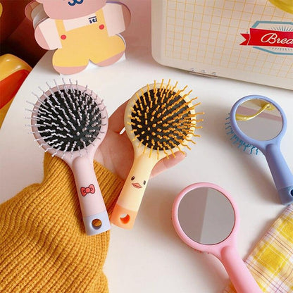 Mirror Children Hairdressing Comb Air Cushion Massage Comb Cute Cartoon Anti-knot Rainbow Massage Hair Comb With For Baby Kids, Sensory Kids