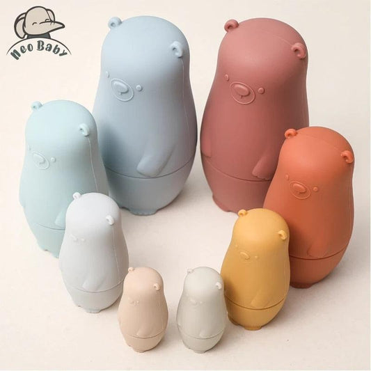 Silicone Bear Family Nesting Dolls for Hand-Eye Coordination